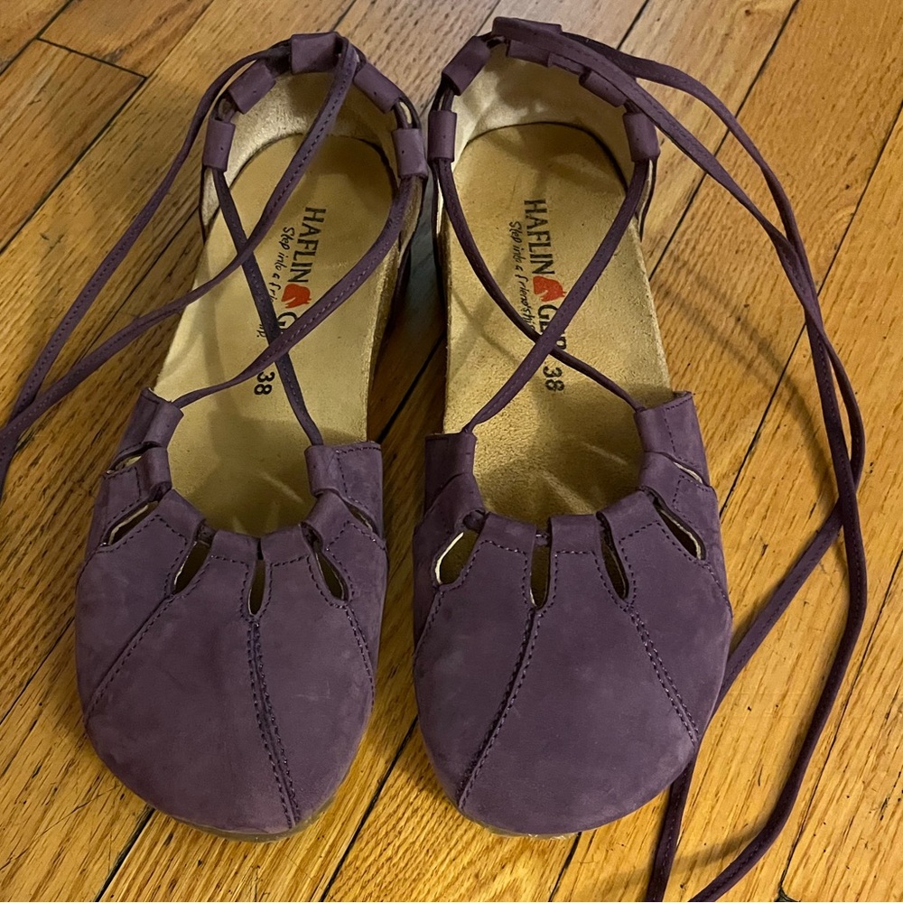 Haflinger Women's Plum Suede Lace-Up Flats